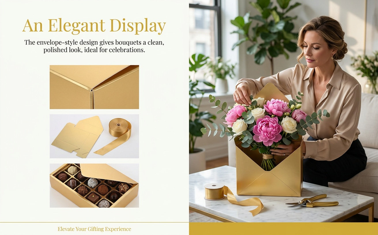 Florist Flower Supply - 2 Stück Umschlag-Papierbox Blumenverpackungsbox Blumenstrauß-Umschlagboxen Floristenbedarf