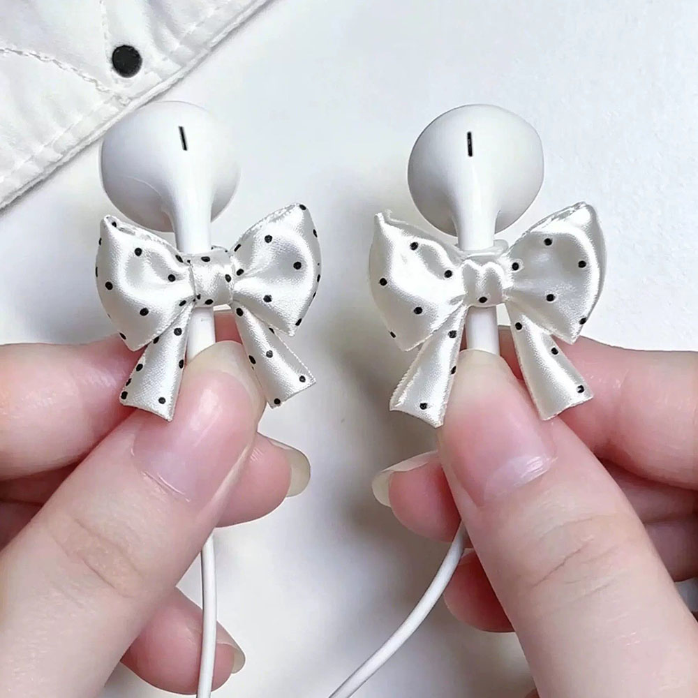Ribbon Wired Satin - Satinband-Schleife als Kopfhörer-Ornament, süße Spitzenschleife als
